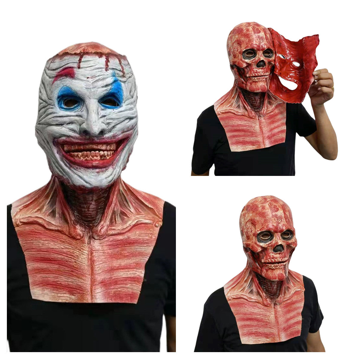 Double-Layer Clown Skull Movable Mask